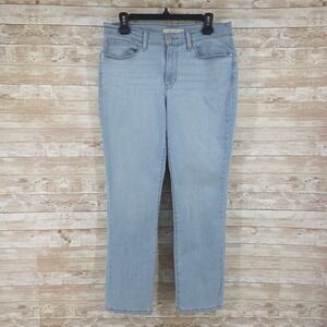 Levis Jeans Size 10 Short Classic Straight Mid Rise Light Wash Stretch Blue